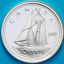 Канада 10 центов 2010 год. Серебро. Пруф.