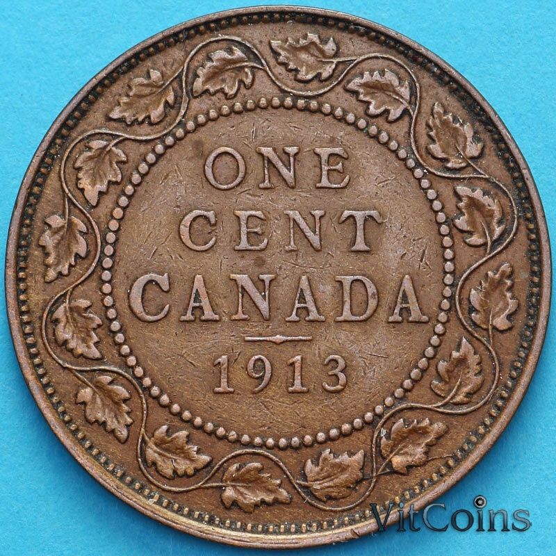 Монета Канада 1 цент 1913 год.