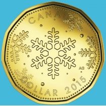 Канада 1 доллар 2015 год. Рождество. Снежинка