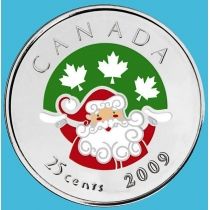 Канада 25 центов 2009 год. Рождество. Цветная