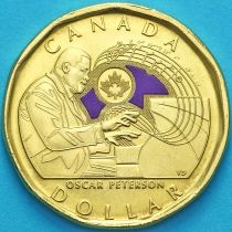 Канада 1 доллар 2022 год. Оскар Петерсон. Цветная