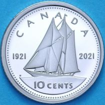 Канада 10 центов 2021 год. 100 лет шхуне "Bluenose". Георг VI. Пруф