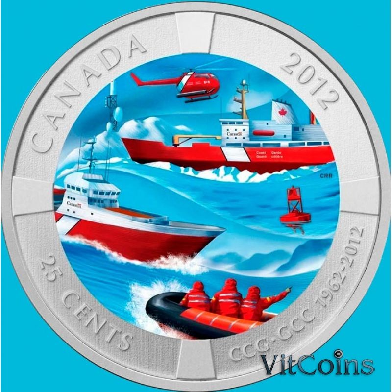 Монета Канада 25 центов 2012 год. Канадская береговая охрана. Буклет Монета Канада 25 центов 2012 год. Канадская береговая охрана. Буклет