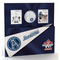 Канада 25 центов 2012 год. Торонто Аргонавты. Две марки. Буклет.