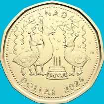 Канада 1 доллар 2026 год. Казарки. С днем рождения!