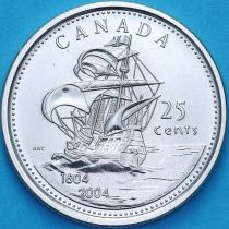 Канада 25 центов 2004 год. 400 лет первому французскому поселению