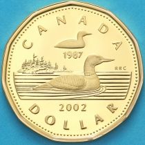 Канада 1 доллар 2002 год. 15 лет долларовой монете "Луни". Пруф