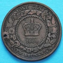 Канада, Нью-Брансуик 1 цент 1864 год. Отверстие.