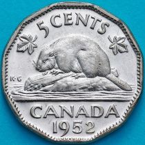 Канада 5 центов 1952 год. Канадский бобр.