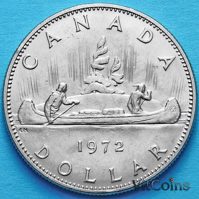 Монета Канады 1 доллар 1972 год. Каноэ.