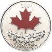 Монета Канада 25 центов 2001 год. День Канады. Цветная.