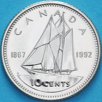 Канада 10 центов 1992 год. 125 лет Конфедерации Канада. BU