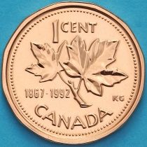 Канада 1 цент 1992 год. 125 лет Конфедерации. BU