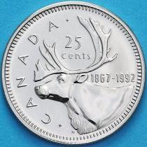 Канада 25 центов 1992 год. 125 лет Конфедерации Канада. BU