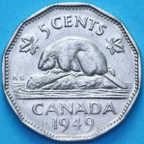 Канада 5 центов 1949 год. Канадский бобр. Канада 5 центов 1949 год. Канадский бобр.