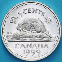 Канада 5 центов 1999 год. Серебро. Пруф.