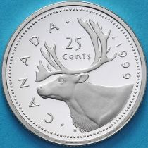 Канада 25 центов 1999 год. Серебро. Пруф.