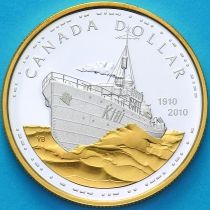 Канада 1 доллар 2010 год. 100 лет канадским ВМФ. Серебро, позолота. Пруф.