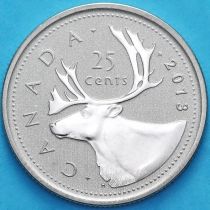 Канада 25 центов 2013 год. Матовая. Пруф.
