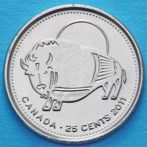 Канада 25 центов 2011 год. Бизон.