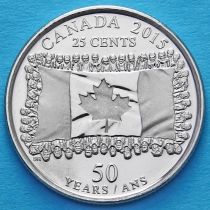 Канада 25 центов 2015 год. Флаг Канады.