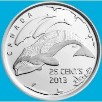 Канада 25 центов 2013 год. Жизнь севера. Киты (глянец).
