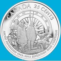 Канада 25 центов 2013 год. Арктическая экспедиция (матовая)