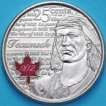 Канада 25 центов 2012 год. Вождь Шайенов Текумсе. Цветная