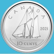 Канада 10 центов 2021 год. 100 лет шхуне "Bluenose"