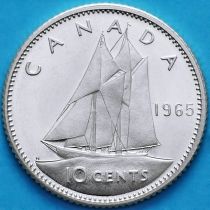 Канада 10 центов 1965 год. Серебро.