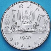 Канада 1 доллар 1980 год. Каноэ. BU