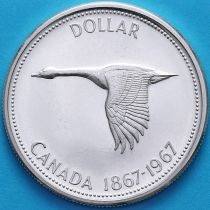 Канада 1 доллар 1967 год. 100 лет Конфедерации Канада. Серебро.