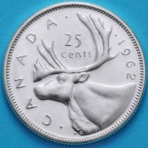 Канада 25 центов 1962 год. Серебро.