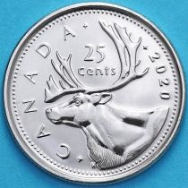 Канада 25 центов 2020 год. Карибу.