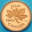 Монета Канада 1 цент 1986 год. Пруф.