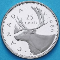 Канада 25 центов 1986 год. Пруф.