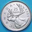 Монета Канада 25 центов 2021 год. Карибу.