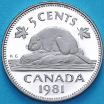 Канада 5 центов 1981 год. Пруф.