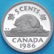 Монета Канада 5 центов 1986 год. Пруф.