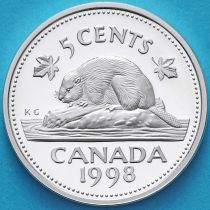 Канада 5 центов 1998 год. Серебро. Пруф.