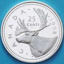 Канада 25 центов 1998 год. Серебро. Пруф.