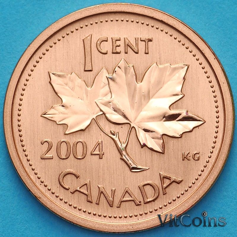 Монета Канада 1 цент 2004 год. Пруф. Матовая