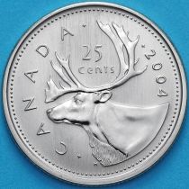 Канада 25 центов 2004 год. Матовая. Пруф.