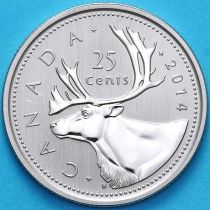 Канада 25 центов 2014 год. Матовая. Пруф.