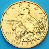 Канада 1 доллар 2005 год. Матовая. Пруф. Хохлатый тупик