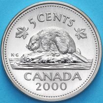 Канада 5 центов 2000 год. Серебро. Пруф.