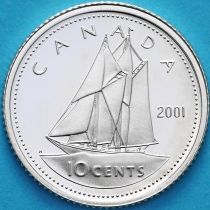 Канада 10 центов 2001 год. Серебро. Пруф.