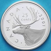 Канада 25 центов 2001 год. Серебро. Пруф.