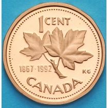 Канада 1 цент 1992 год. 125 лет Конфедерации. Пруф.