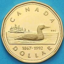 Канада 1 доллар 1992 год. 125 лет Конфедерации. Пруф.